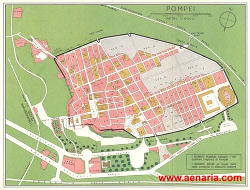 Pianta degli scavi di Pompei